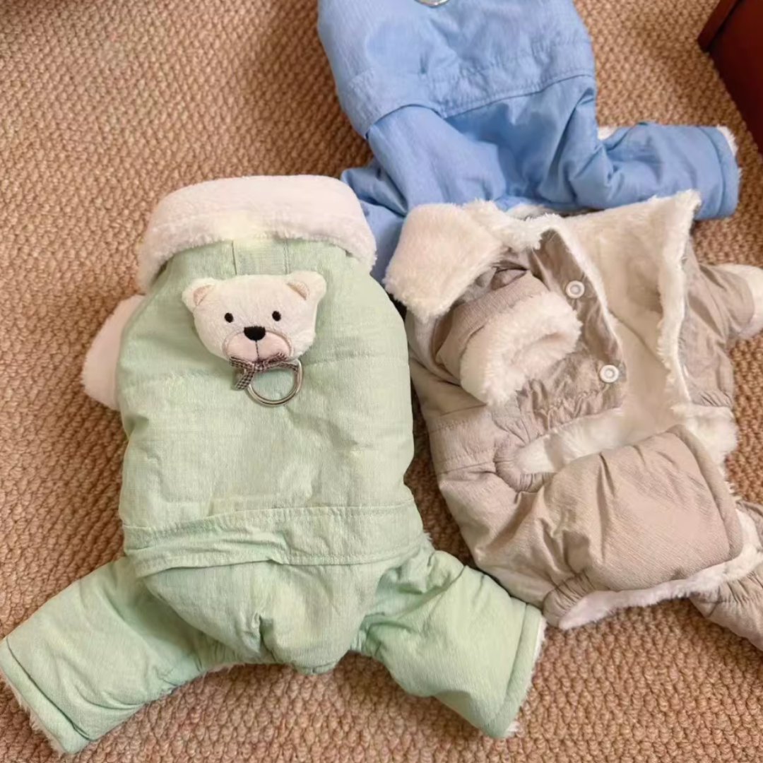 Bear-Print Thickened Four-Legged Coat