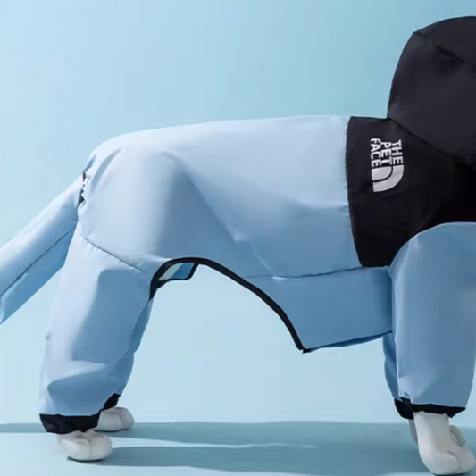 Stylish patchwork raincoat for pet dogs (four paws, tail)