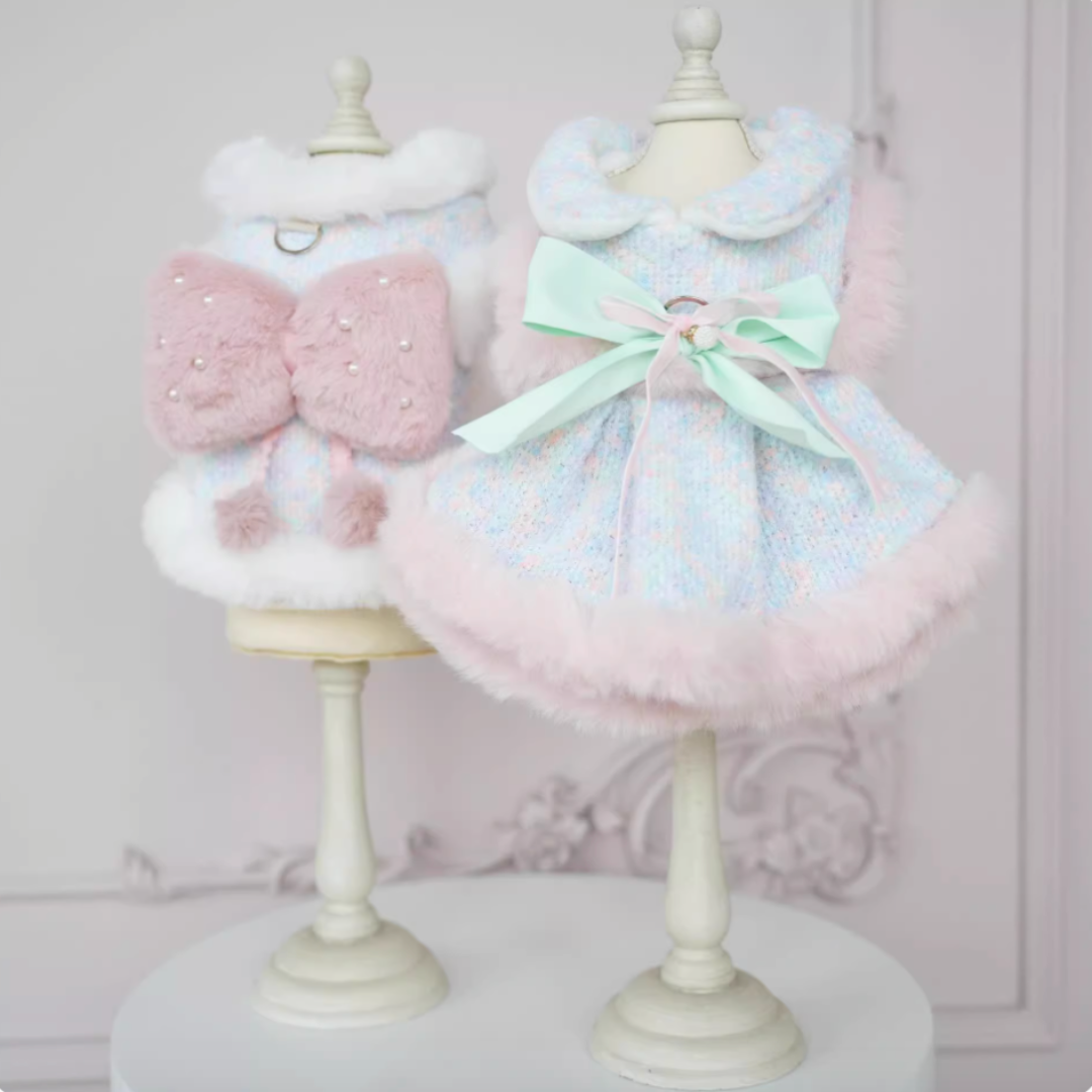 Chic & Bow-Adorned Warm Pet Clothing