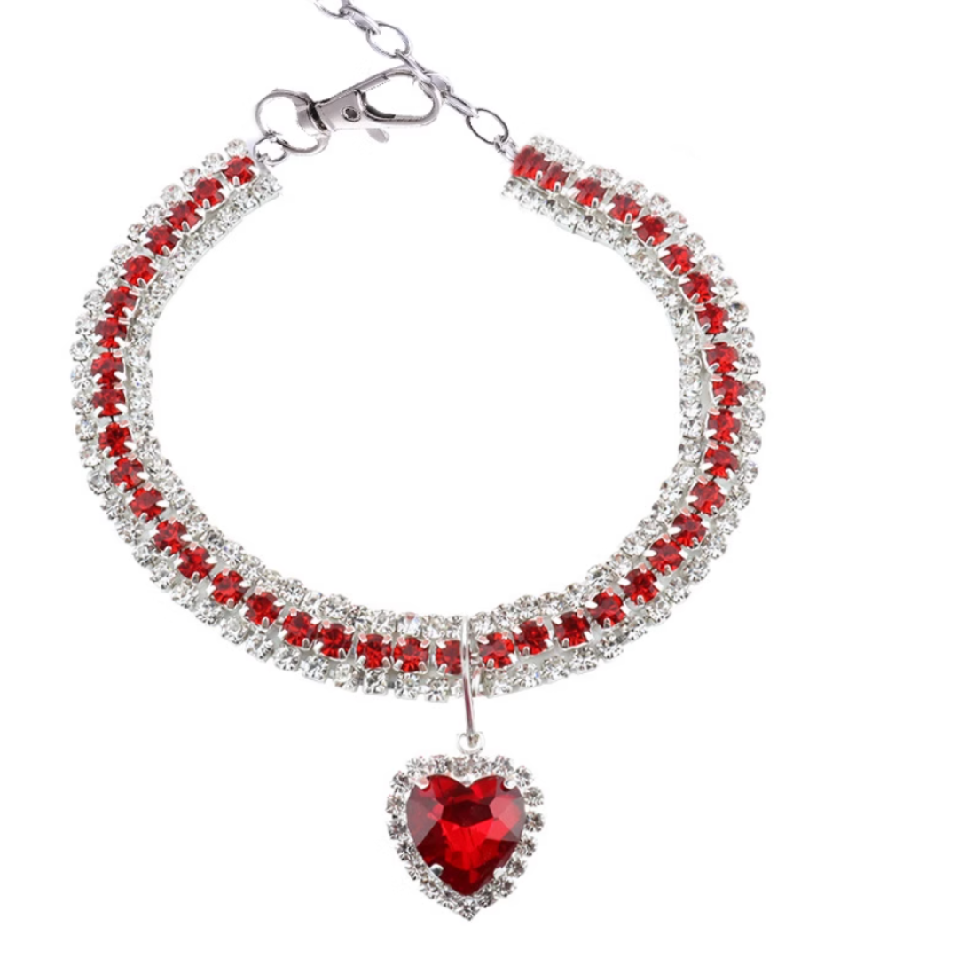 Heart-Shaped Rhinestone Cat & dog collar