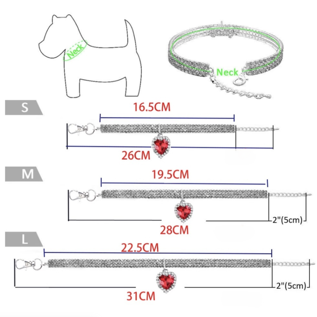 Heart-Shaped Rhinestone Cat & dog collar