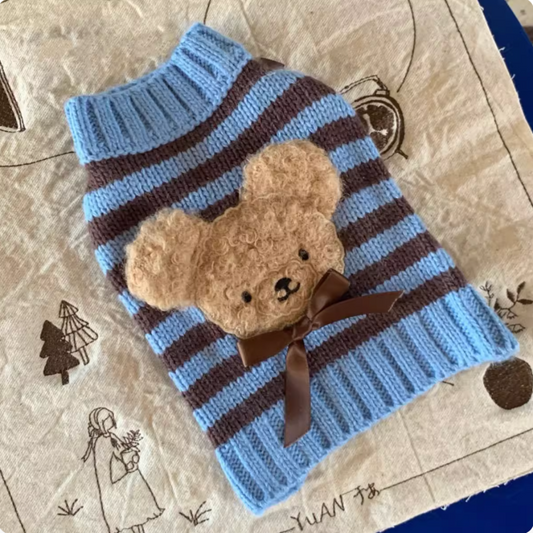 Classic striped bear knit sweater