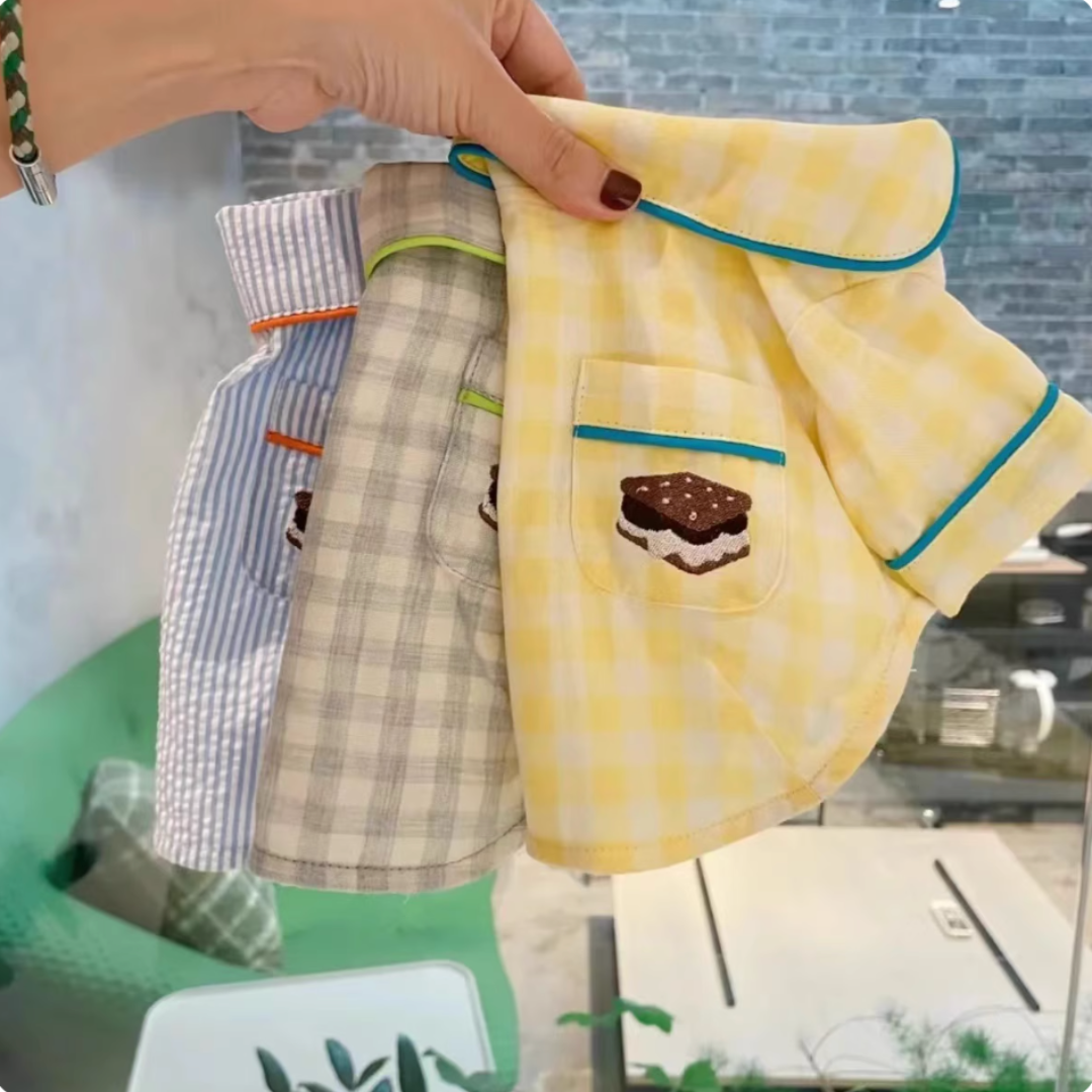 Korean style seersucker plaid comfortable pajama