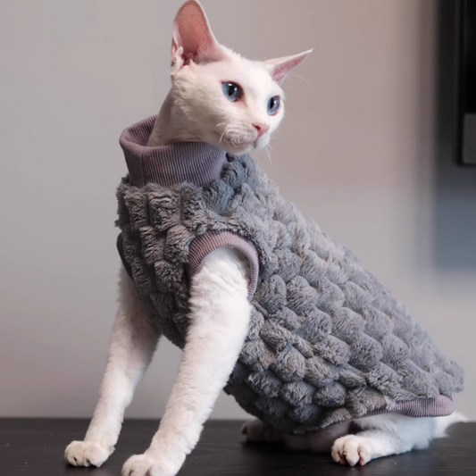 Double-sided fleece thermal vest for Sphynx & Devon Rex Cats