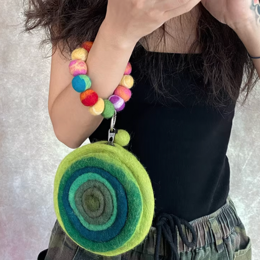 Nepalese Handmade Wool Felt Candy-Colored Pom-Pom Phone & Bag Pendant