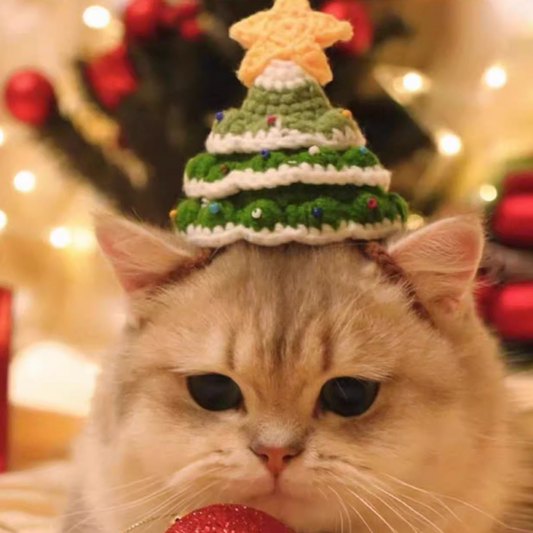 Handmade pet holiday Christmas tree hats