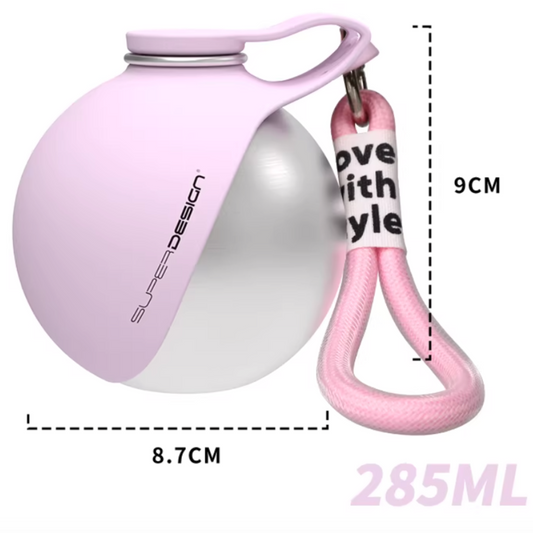 Spherical Portable Dog Water Bottle |Tiffany Blue & Cherry Blossom Pink
