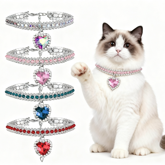 Heart-Shaped Rhinestone Cat & dog collar
