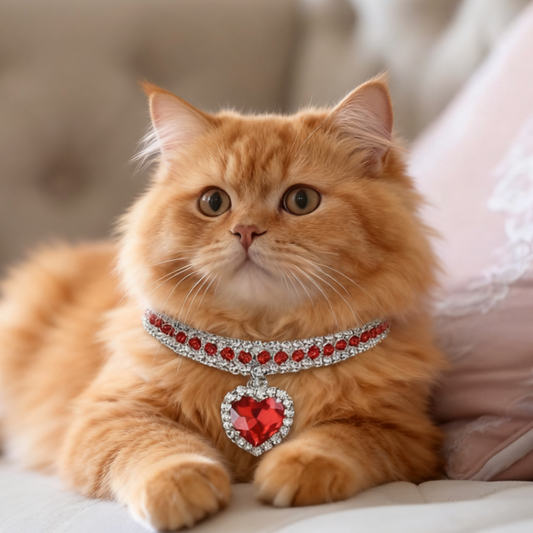 Heart-Shaped Rhinestone Cat & dog collar