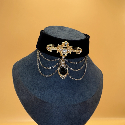 Handcrafted Vintage Fringe Gemstone Cat Collar