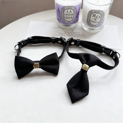 2 Pcs Dog & Cat Collars with Ties and bow ties