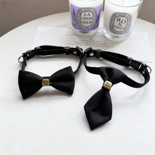 2 Pcs Dog & Cat Collars with Ties and bow ties