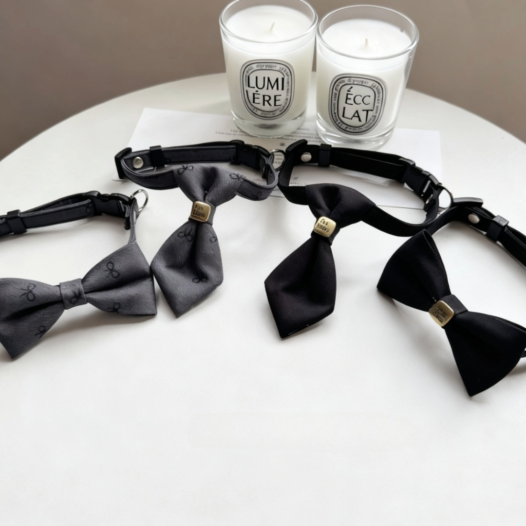 2 Pcs Dog & Cat Collars with Ties and bow ties