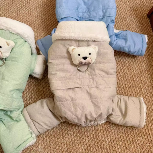 Bear-Print Thickened Four-Legged Coat