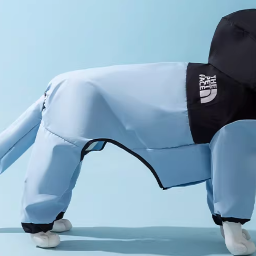 Stylish patchwork raincoat for pet dogs (four paws, tail)