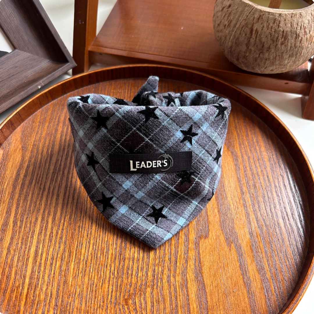 Handmade Cat and Dog Versatile Plaid Triangle Bib