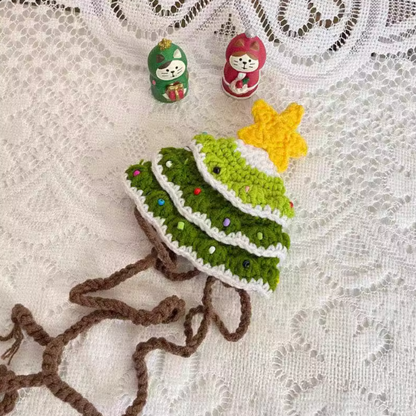 Handmade pet holiday Christmas tree hats