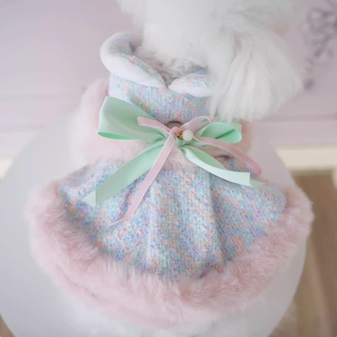 Chic & Bow-Adorned Warm Pet Clothing