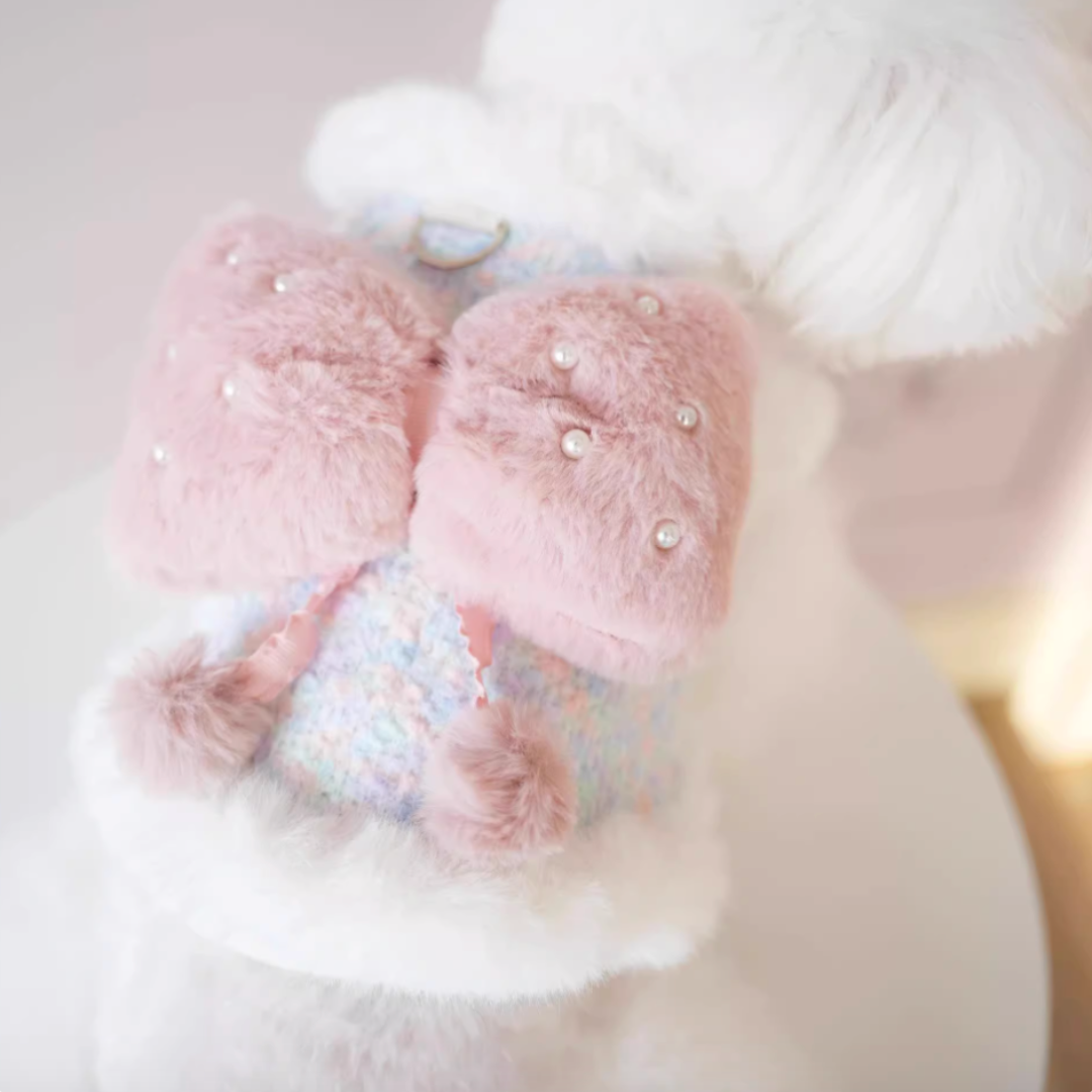 Chic & Bow-Adorned Warm Pet Clothing