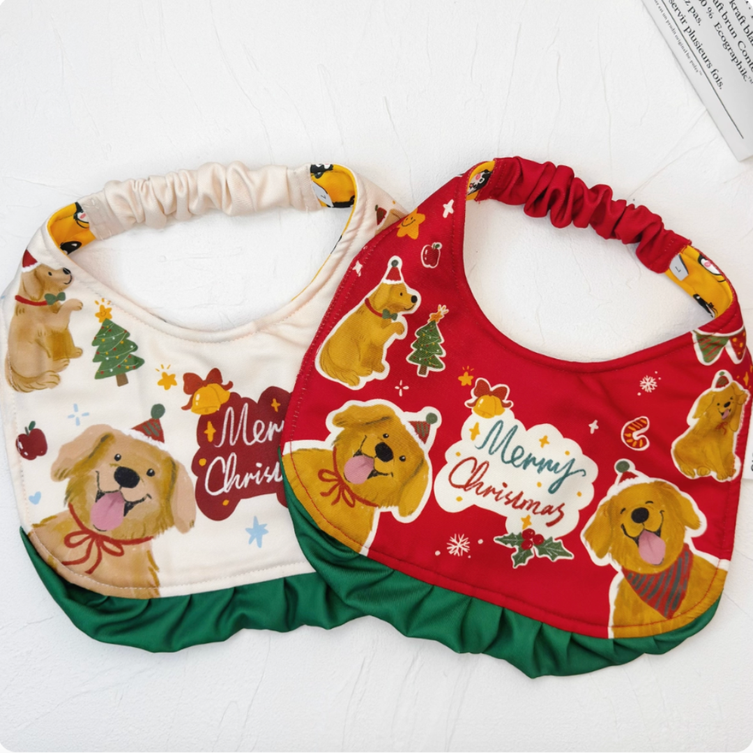 Golden Retriever-themed Christmas Bibs