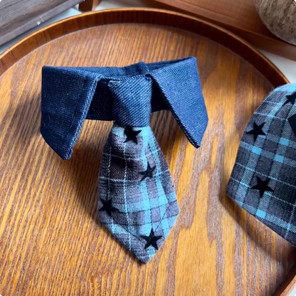 Handmade Cat and Dog Versatile Plaid Triangle Bib