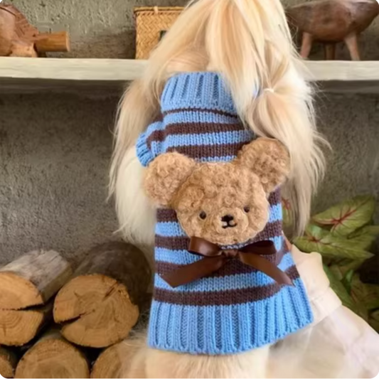 Classic striped bear knit sweater
