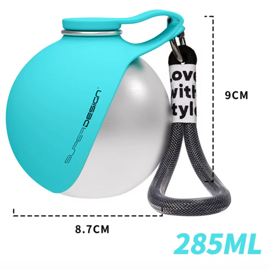 Spherical Portable Dog Water Bottle |Tiffany Blue & Cherry Blossom Pink