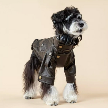 Small dog motorcycle leather jacket warm coat