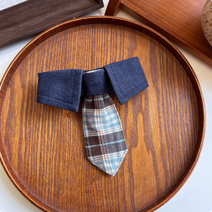 Handmade Cat and Dog Versatile Plaid Triangle Bib