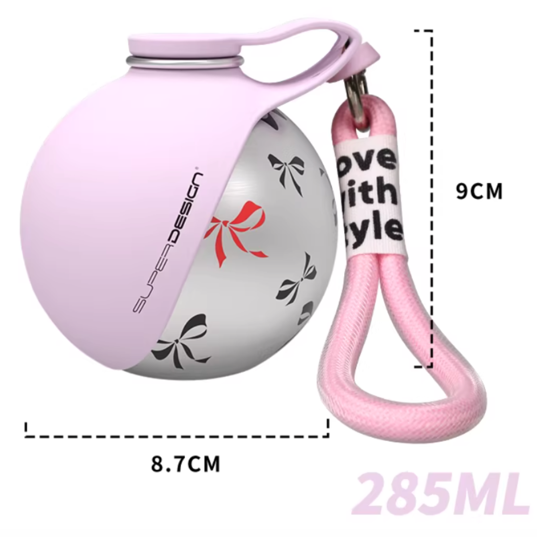 Spherical Portable Dog Water Bottle |Tiffany Blue & Cherry Blossom Pink