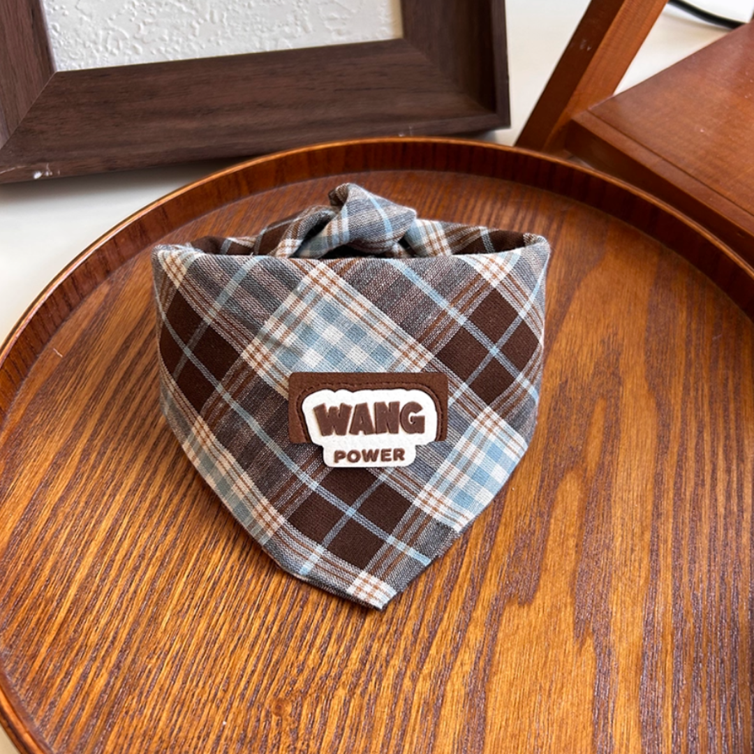 Handmade Cat and Dog Versatile Plaid Triangle Bib