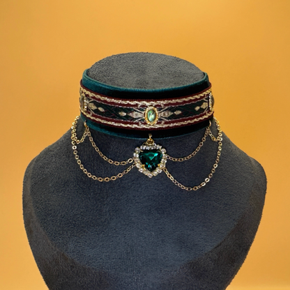 Handcrafted Vintage Fringe Gemstone Cat Collar