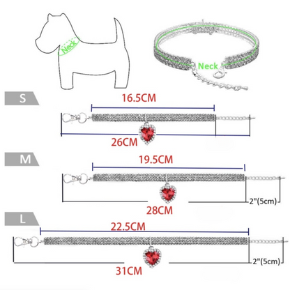 Heart-Shaped Rhinestone Cat & dog collar