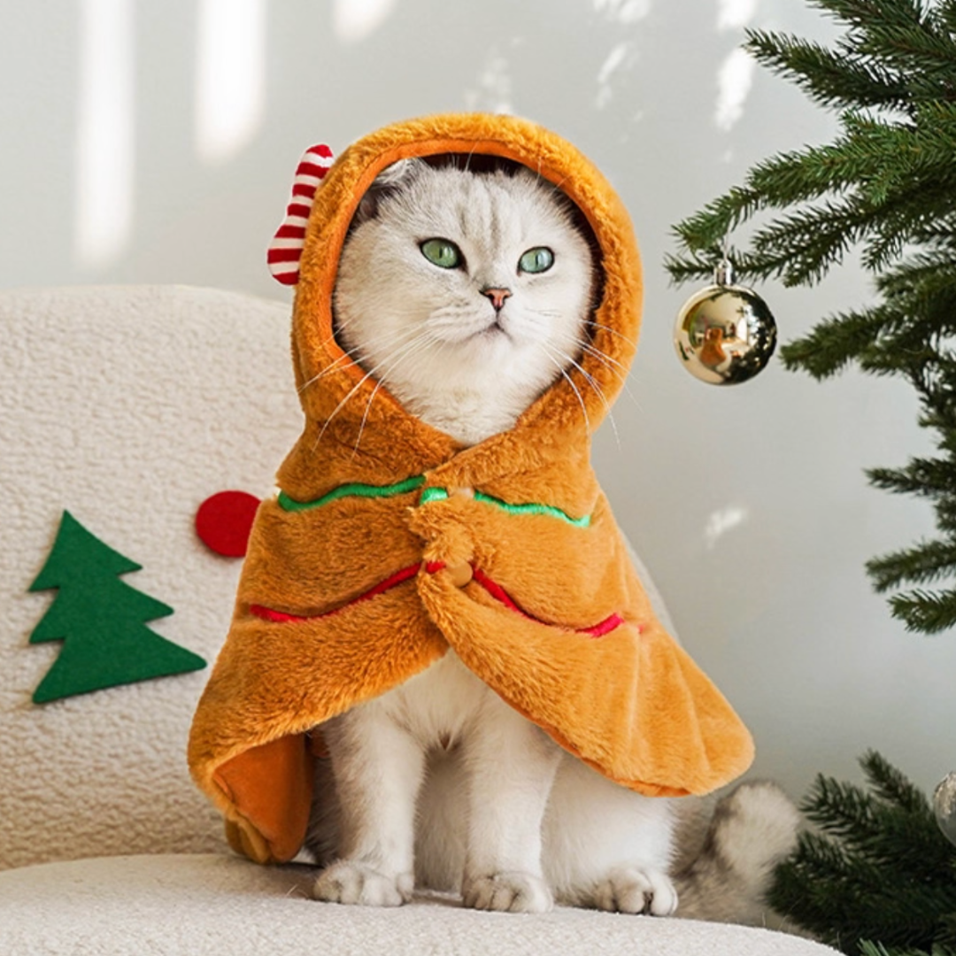 Christmas Sweet Gingerbread Man Pet Cloak