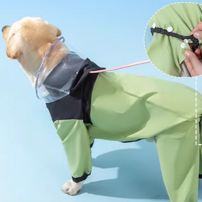 Stylish patchwork raincoat for pet dogs (four paws, tail)