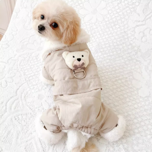 Bear-Print Thickened Four-Legged Coat