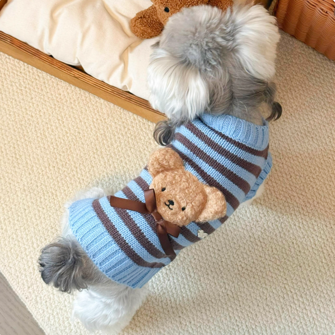 Classic striped bear knit sweater