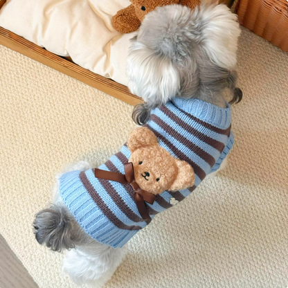 Classic striped bear knit sweater