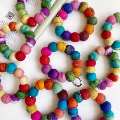 Nepalese Handmade Wool Felt Candy-Colored Pom-Pom Phone & Bag Pendant