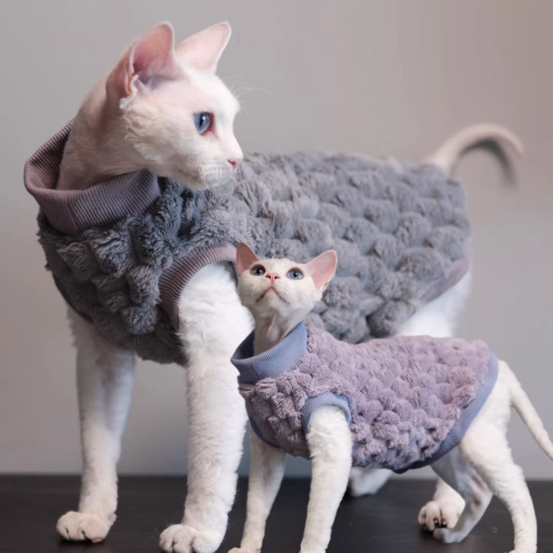 Double-sided fleece thermal vest for Sphynx & Devon Rex Cats