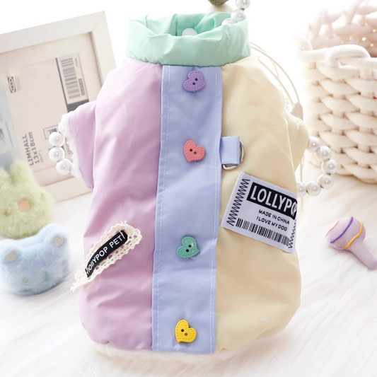 Leash Attachment Candy-Colored Pet Coat