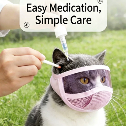 Kitten Mouth Guard | Adjustable Soft Mesh Hood for Nail Trimming & Ear Cleaning