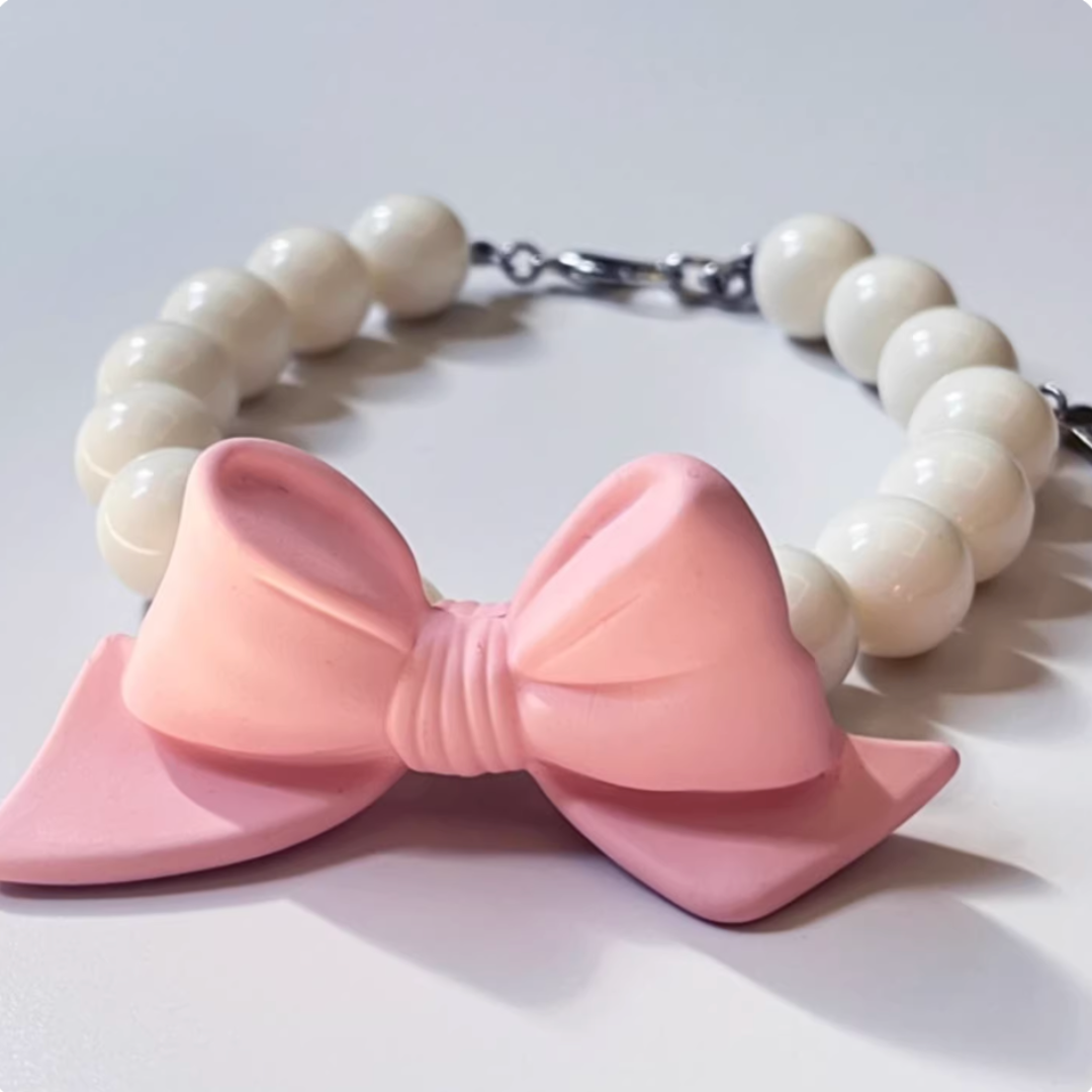 Pink Bow Pet Necklace｜Small Dogs & Cats