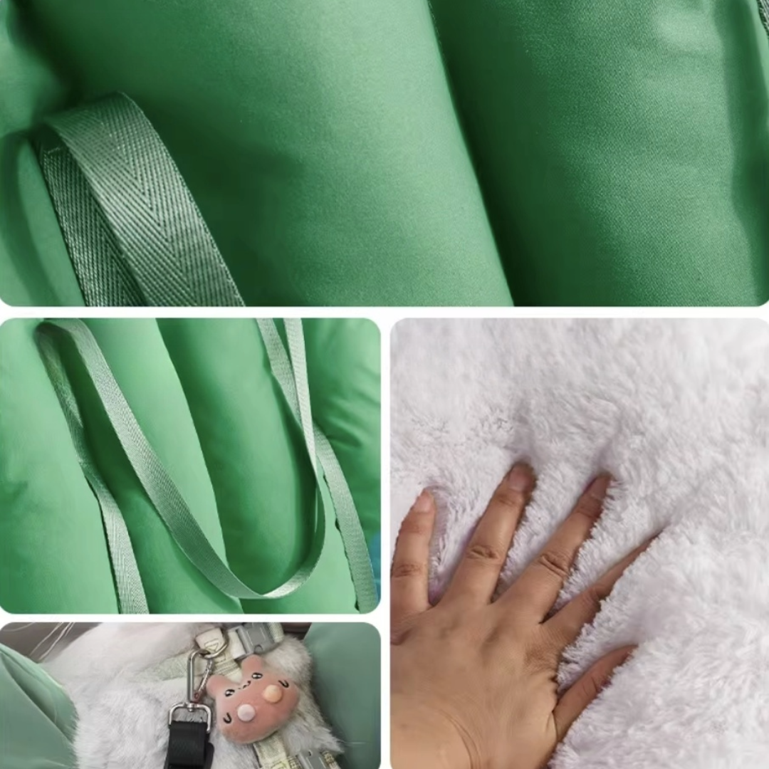 Meow Tea Green Cat Handheld & Car Dual-Use Travel Bag