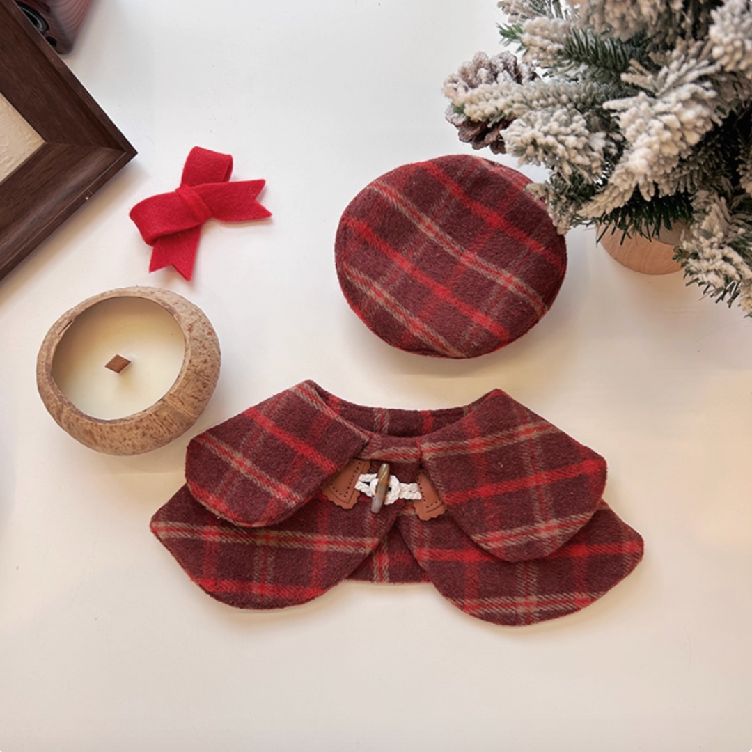 Dog & Cat Checkered Bibs and Hats – Christmas Outfits