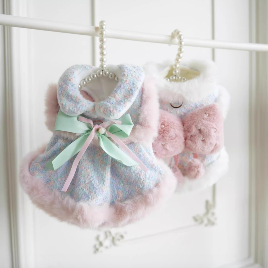 Chic & Bow-Adorned Warm Pet Clothing