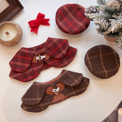 Dog & Cat Checkered Bibs and Hats – Christmas Outfits