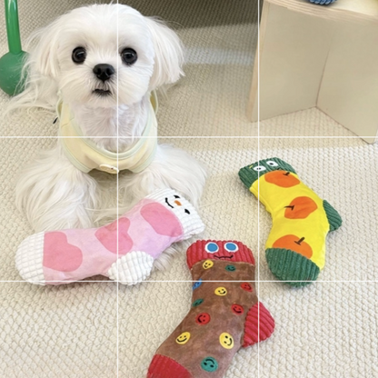 Cute Plush Sock-Shaped Treat Dispenser Toy