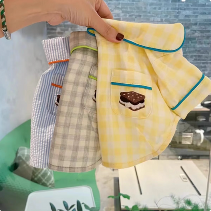 Korean style seersucker plaid comfortable pajama