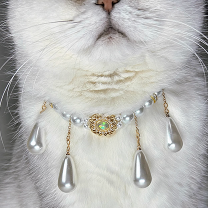 Luxury niche gemstone pearl cat and dog necklace